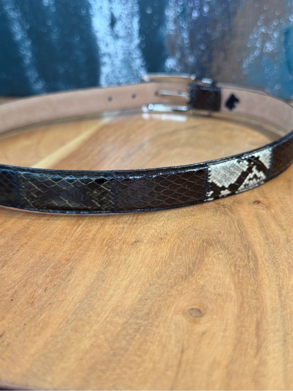 Paul Harris Vintage Southwestern Patchwork Genuine Snakeskin Belt VGUC - Picture 4 of 8